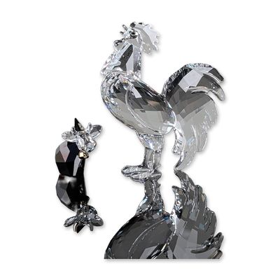 Two Swarovski Crystal Figurines, Lovlots Mini Birthday Princess Mo & Rooster