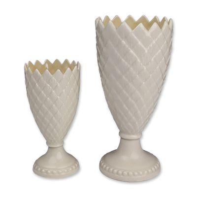 Two Belleek Ireland Porcelain Thistle Vases