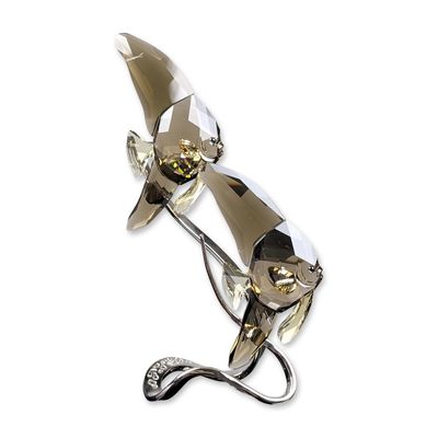 Swarovski Crystal Paradise Fish Figurine, Smoky Quartz Batfish