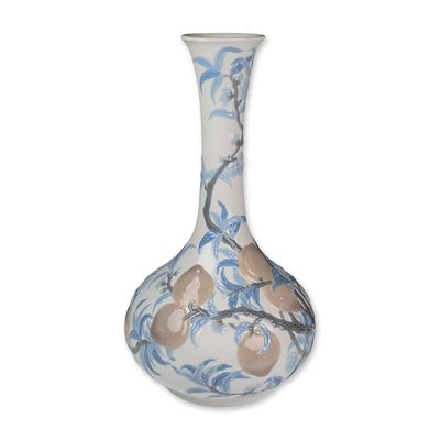 Rare Lladro Large Porcelain Vase, White with Peaches