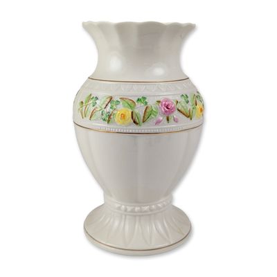 Belleek Classic Rose Collection Parian Pedestal Vase