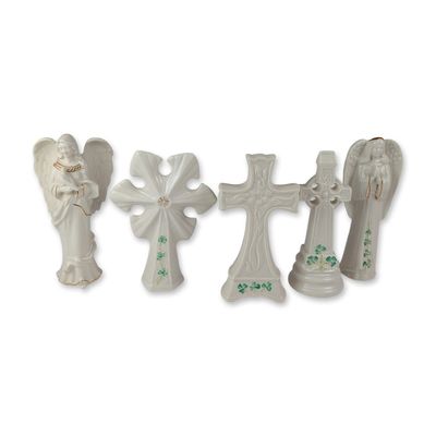 5pc Belleek Irish Porcelain Religious Collection