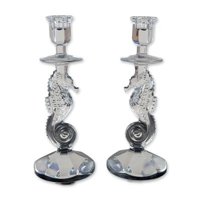 Pair of Waterford Crystal Seahorse Candlesticks