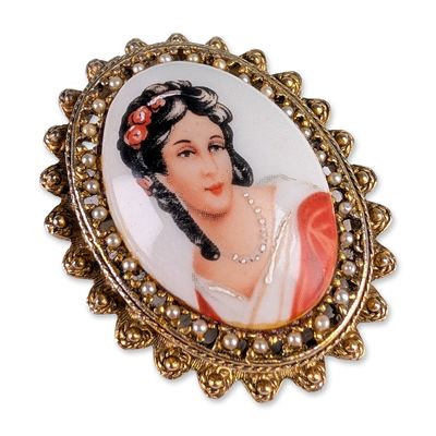 Limoges Porcelain Portrait Brooch and Pendant