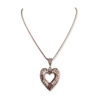 Italian Sterling Silver Filigree Heart Pendant Necklace