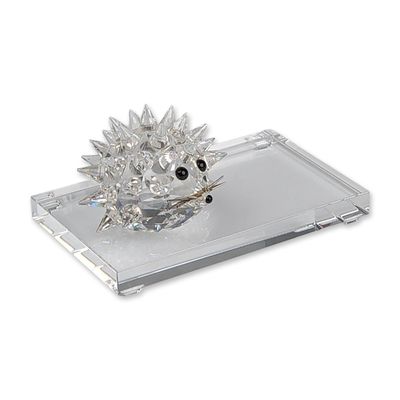 2pc Swarovski Silver Crystal Large Hedgehog Figurine with Base
