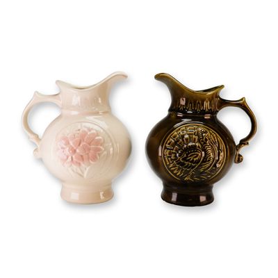 Two McCoy MCP Glazed Pottery Pitchers