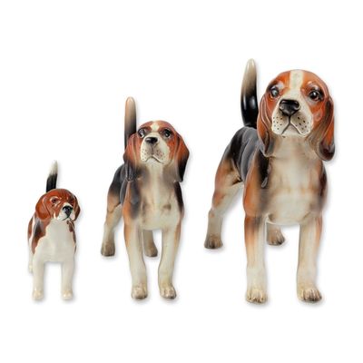 3pc Beswick, Shafford, and Lefton Ceramic Beagle Figurines