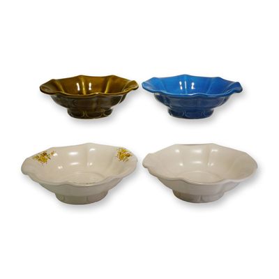 4pc McCoy Pottery Flower Shaped Bowls in Various Colors and Decorations