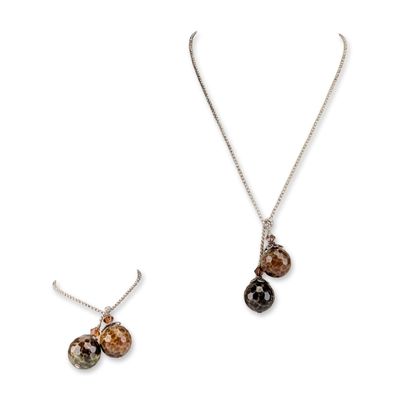 2pc Faceted Stone and Sterling Silver Jewelry Set
