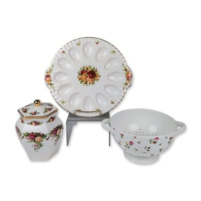 3pc Royal Albert Porcelain Tableware, Old Country Roses
