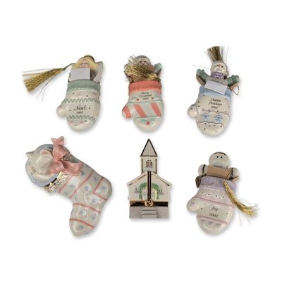 Collection of Six Lenox China Holiday Ornaments
