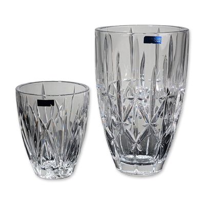 Two Marquis by Waterford Cut Crystal Vases, Sparkle and Brookside Patterns
