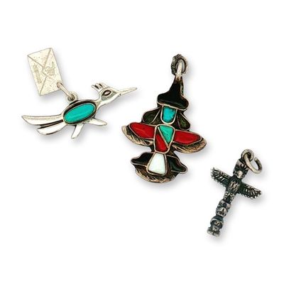 3pc Sterling Silver Southwestern and Native American-Inspired Charms