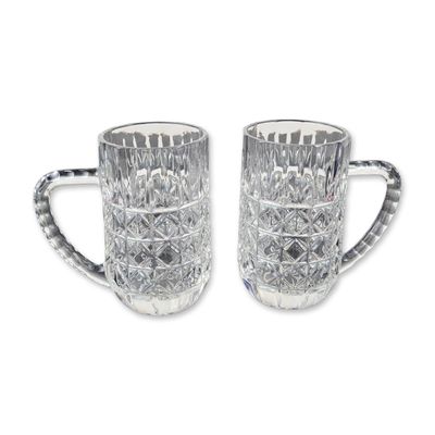 Pair of Crystal Tankards, Attributed to Anchor Hocking