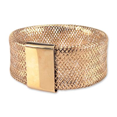 Italian 14K Yellow Gold Woven Mesh Ring