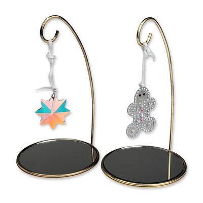 4pc Swarovski Crystal Gingerbread and Star Ornaments with Mirrored Stands