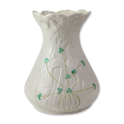 Belleek Shamrock Daisy Parian Porcelain Vase