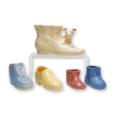 5pc American Pottery Ceramic Shoes