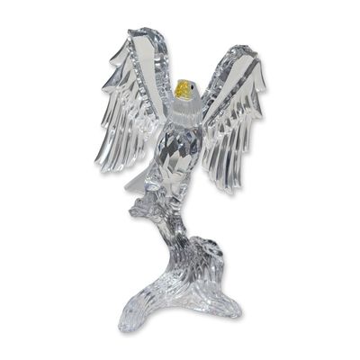 Swarovski Silver Crystal Bald Eagle Figurine with Box