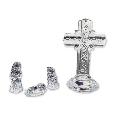4pc Marquis by Waterford Crystal Cross and Nativity Collection