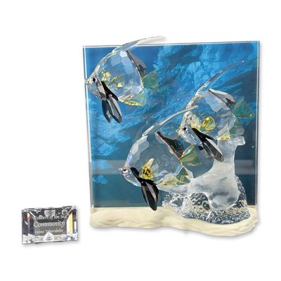2pc Swarovski Wonders of the Sea Community Crystal Sculpture and Title Plaque
