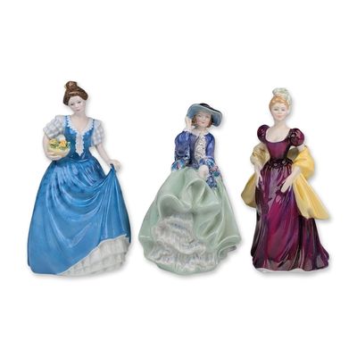 Three Royal Doulton  Figurines, Loretta HN2337, Top o' the Hill HN1833 & Helen HN3601