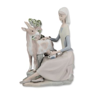 Lladro Matte Porcelain Figurine, Girl with Goat 01004570
