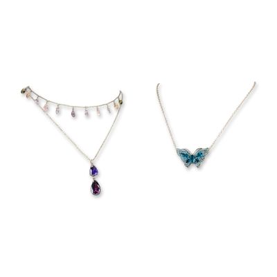 3pc Sterling Silver and Faceted Stone Necklaces