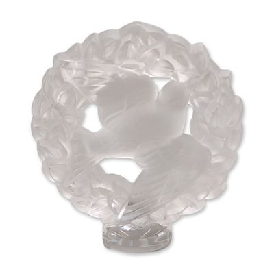 Lalique France Frosted Crystal Pax Dove Paperweight