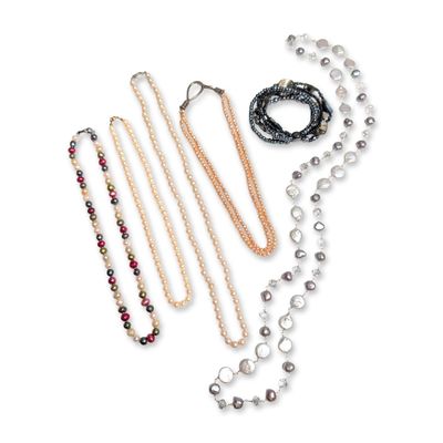 6pc Pearl Necklaces and Bracelet