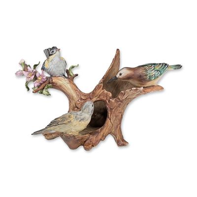 Viertasca Capodimonte Italian Limited Edition Porcelain Bird Group Figurine