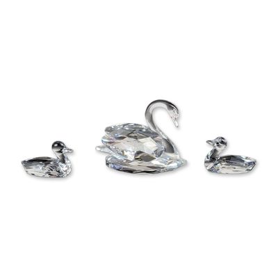 3pc Swarovski Faceted Crystal Swan Figurines