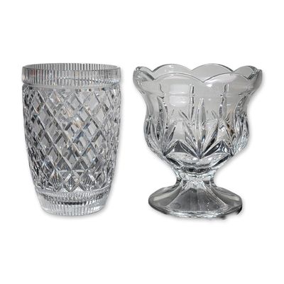 2pc Marquis by Waterford Centerpiece Pedestal Bowl and  Cut Crystal Vase