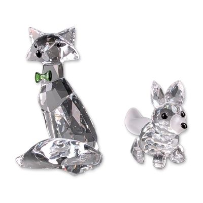 2pc Swarovski Crystal Fox Figurines