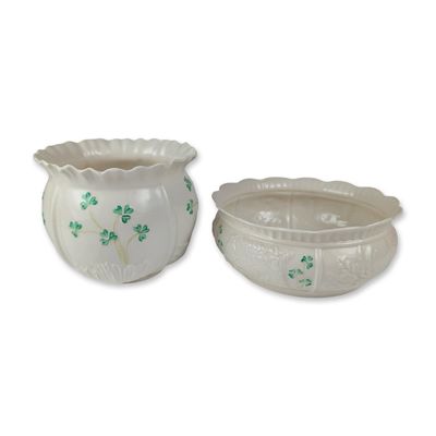 2pc Belleek Shamrock Porcelain Bowls