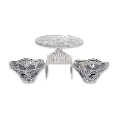 Three Marquis by Waterford Crystal Serving Set, Cake Platter and Bowls