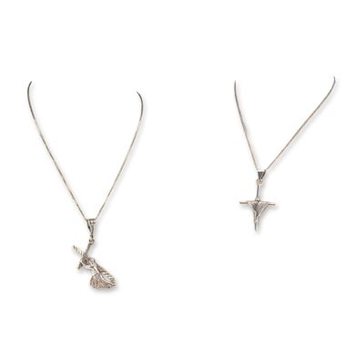 2pc Sterling Silver Religious Pendant Necklaces
