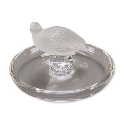 Lalique Crystal Partridge Pin Tray