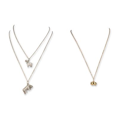 3pc Sterling Silver and 1/20 14K Gold Filled Animal Motif Pendant Necklaces