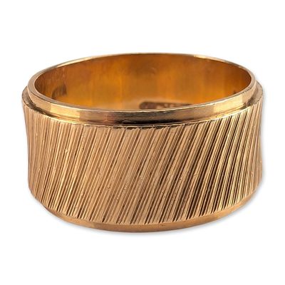 14K Yellow Gold Textured Wide Band Ring