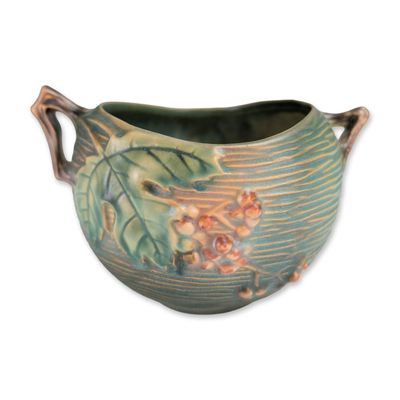 Sale Photo Thumbnail #285: Roseville Bushberry Green Art Pottery Jardiniere
