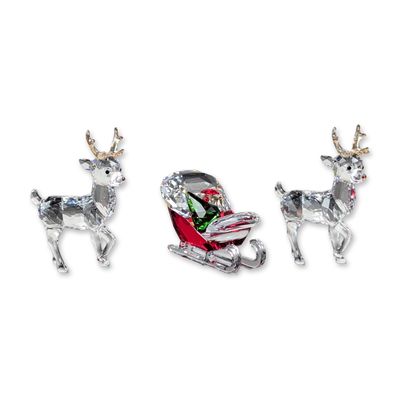 Sale Photo Thumbnail #263: 3pc Swarovski Crystal Christmas Sleigh and Reindeer