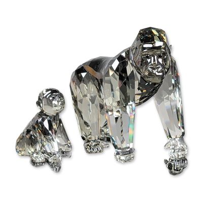 Sale Photo Thumbnail #248: Swarovski SCS 2009 Annual Edition Crystal Figurine Set, Mother and Cub Gorillas