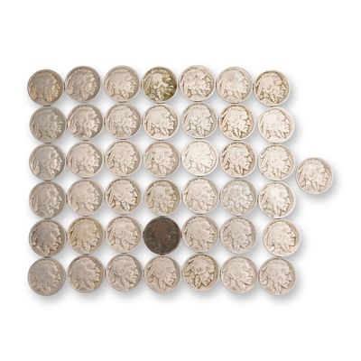 Sale Photo Thumbnail #297: Lot of 43 U.S. Buffalo Nickel Five Cent Coin, Circulated