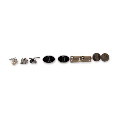 Sale Photo Thumbnail #357: Collection of Men's Cufflinks (3 pair) and Tie Pins (3)