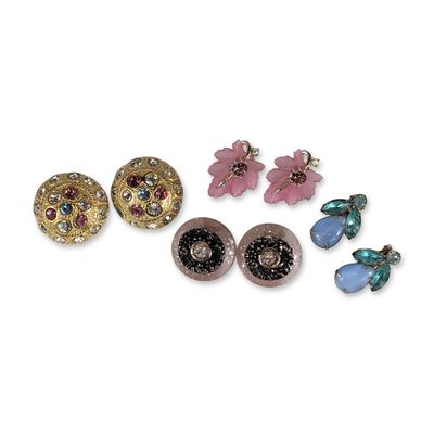 Sale Photo Thumbnail #342: Collection of Four Pairs Vintage Costume Earrings