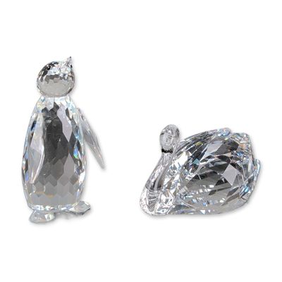 Sale Photo Thumbnail #407: Two Swarovski Silver Crystal Animal Figurines, Swan and Penguin