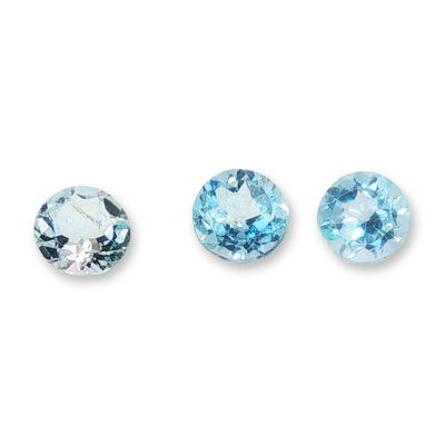 Sale Photo Thumbnail #373: Trio of Round Cut Loose Aquamarine Gemstones