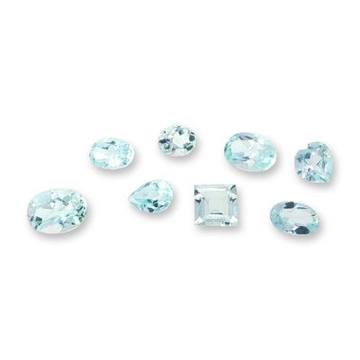 Sale Photo Thumbnail #203: Eight Assorted Loose Blue Topaz Gemstones